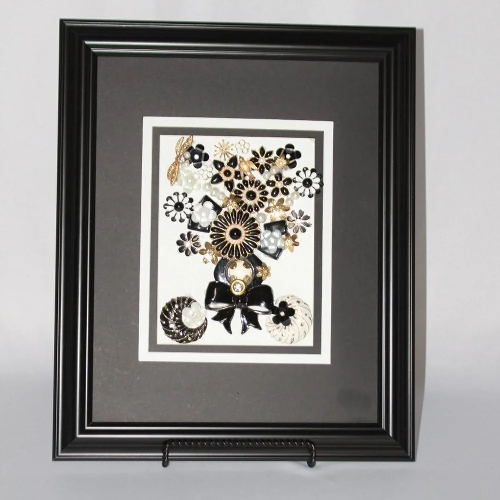 Original Framed Collage Jewelry Art Wall Decor